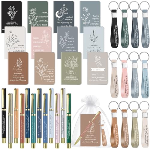 Clabby 12 Sets Dankeschön Geschenke für Kollegen Lehrer 12 Inspirierende Notizblöcke mit Spruch 12 Motivationsstifte 12 Silikon Schlüsselanhänger 12 Organzabeutel Kleine Geschenke für Team Abschied