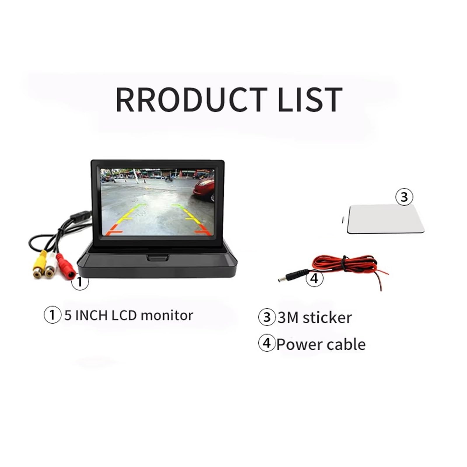 Cámara Visión Trasera Coche Monitor Coche AHD 5 Pulgadas 1920 * 1080P Cámara Visión Trasera Vehículo Nocturna Plegable Alta Definición Marcha Atrás