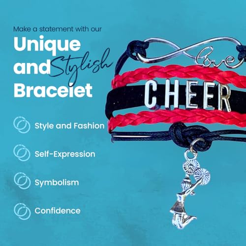 Sportybella Cheer Charm Bracelet- Girls Infinity Love Adjustable Cheerleading Jewelry in Team Colors For Cheerleaders (Orange/Black)3