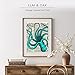 Octopus, Vintage Dictionary Art Print, Antique Vintage Inspired Wall Art Home Decor, Modern Boho Poster, Farmhouse Decoration Living Room Bathroom 8x10 Inches, Ready To Frame (Blue)