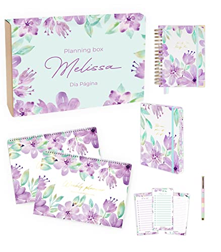 Takenote Planning Box Melissa - Agenda 2022 2023 Día Página - Caja de Regalo - Incluye Agenda Académica Día Página, Planificador Semanal y Mensual, Bujo Flex Print, Checklist y Pen, 445-0