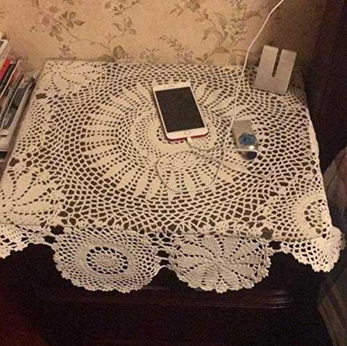 Hetao 100% Cotton Handmade Crochet Round Tablecloth Doilies Lace Table Covers ,Beige, 27 Inch