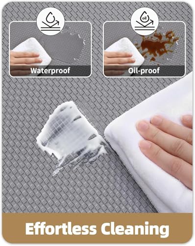 Color G Tappeto Cucina 44 x 75 + 44 x 150cm, Rimbalzabile Cuoio Tappeto Cucina Antiscivolo Lavabile, Confortevole Passatoia Cucina Impermeabile per Cucina, Soggiorno, Ufficio (Grigio) - immagine 6