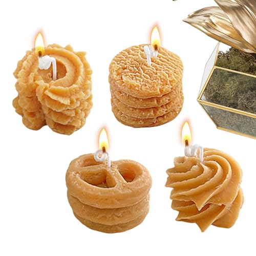 Velas perfumadas de galletas – Velas perfumadas para el hogar | 4 piezas de forma de galleta cera artesanal aromaterapia | bonitas velas perfumadas decoración para cumpleaños, Navidad, Acción de