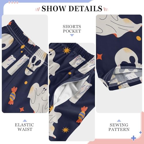 Boys' Pants Halloween Pumpkin Ghost Skull Web Candy Bat Long Bottoms Elastic Waist Trousers with Pockets S-XL 6