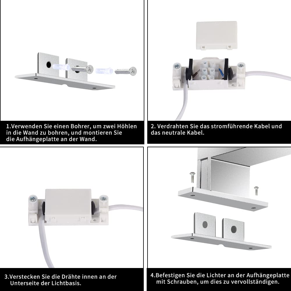 ERWEY Lámpara de Espejo Baño LED 8W 60cm Blanco frío 6000K, Cuarto de baño 230V IP44 Lámpara para armario Armario con espejo Aplique de Baño Espejo