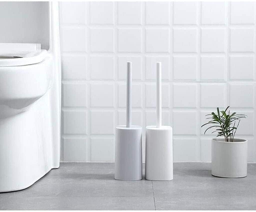 Toilet Brush with Holder, Soft Bristled Toilet Bowl Brush Set, Long Handle, Roze - Ergonomic, Non-Slip Design