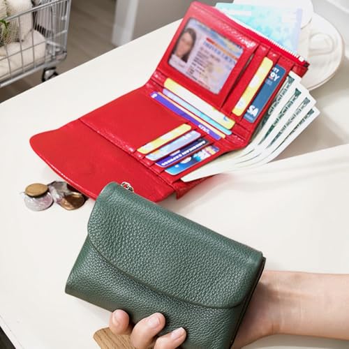 Unisex Pebble Leather Wallet,Small Wallets for Women,Genuine Leather Coin Purse,with Credit Card Holder,Coin Holder and Cash Slots,Genuine Leather Wallets for Men and Women (Orange)3