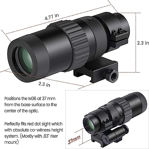 Feyachi M36 1.5X - 5X Red Dot Sight Optics Magnifier with Flip to Side Mount, Black - Image 4