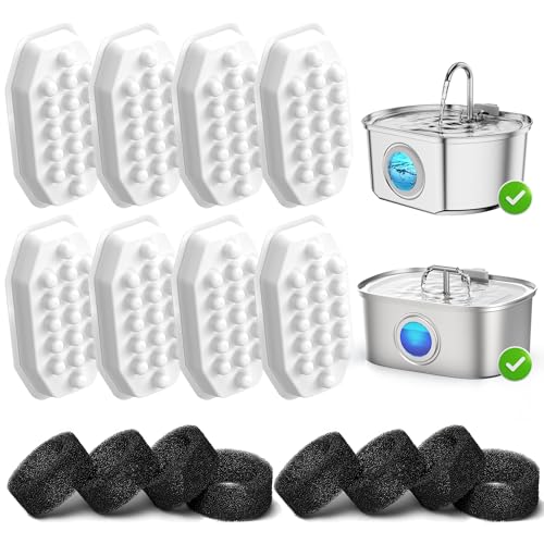 Casfuy PWS-154 & 133 Cat Water Fountain Replacement Filters & Sponges, 8 Count