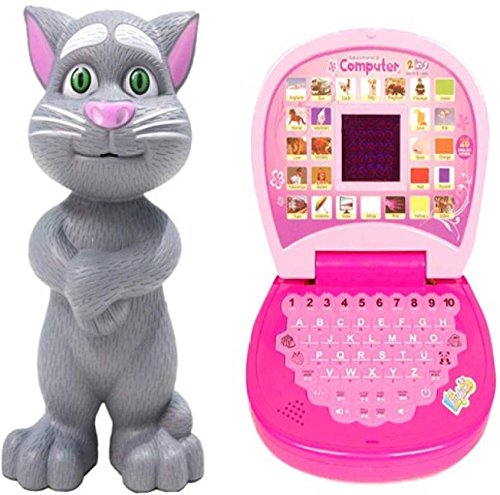 PLAY DESIGN Grey Talking Tom CAT and Pink Display Laptop (Combo)