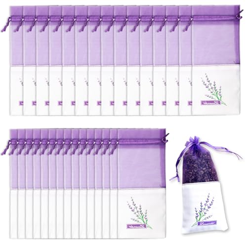 Arvoni 30 Piezas Bolsa de Lavanda Vacía con Cordón, Bolsita de Lavanda con Cordón Reutilizable, para Rellenar en Cajones y Armarios