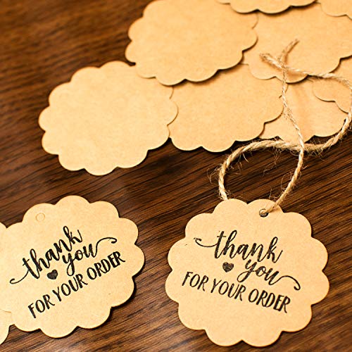 Brown Craft Scalloped Paper Label Tags With Jute Twines String For Birthday Party, Wedding Decoration Gifts, Organizing, Arts & Crafts (100 Pack) #TOP6