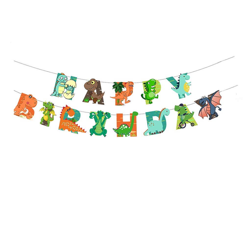 NA Dinosaur Themed Decorations Happy Birthday Banner Dinosaur Fossil Bunting Party Supplies Used for Wall Decoration In Boys' Rooms