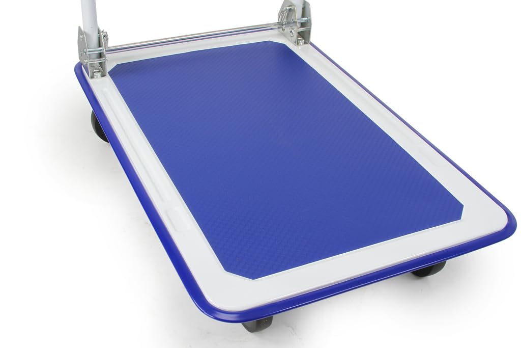 Carretilla con plataforma de transporte de hasta 300 kg, 91 × 61 × 100, asa plegable, 2 ruedas giratorias