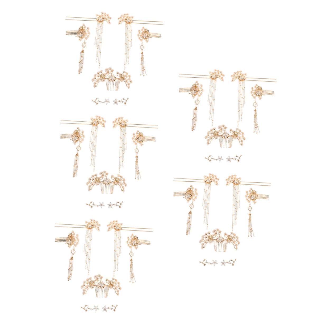 VICASKY 5 Stück Chinesische Perlen Haarstäbchen Traditioneller Brautschmuck mit Edlen Perlen Fein Verarbeitet Langlebig und Einfach zu Tragen Perfekter Haarschmuck für Traditionelle
