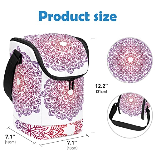 Bolsa de almuerzo ligera lavable de mandala con forro isotérmico 4