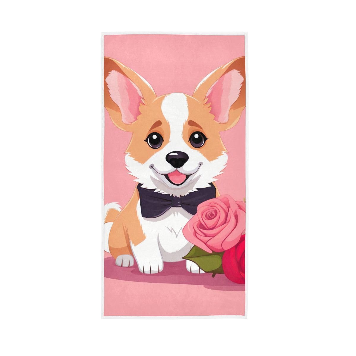 HUYGD Cartoon Dog with Bow Tie Hand Towel, Hand Towels Decorative 15 x 30 Inches, Decorative Towels