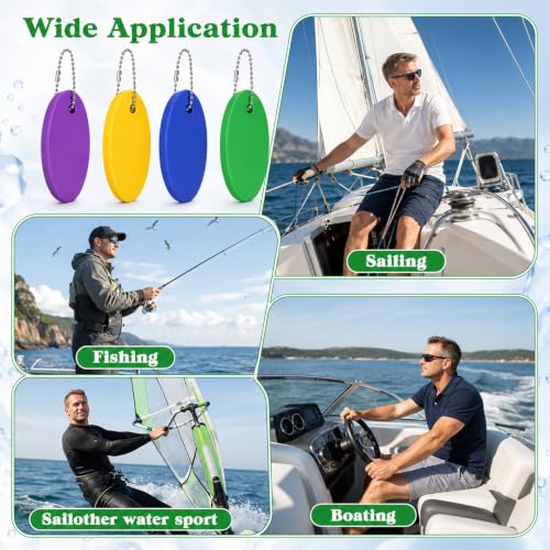 Image of Floating Keychain for Boat Keys, 4 Pack Waterproof Key Rings Pendant