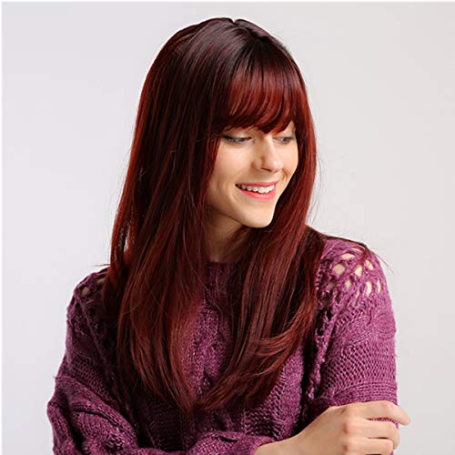 Peluca Larga De Vino Rojo De 20 Pulgadas, GLAMADOR 2019 Nueva Peluca Sintética De Alta Calidad, Forma Natural Para Uso Diario, Cosplay, Fiesta
