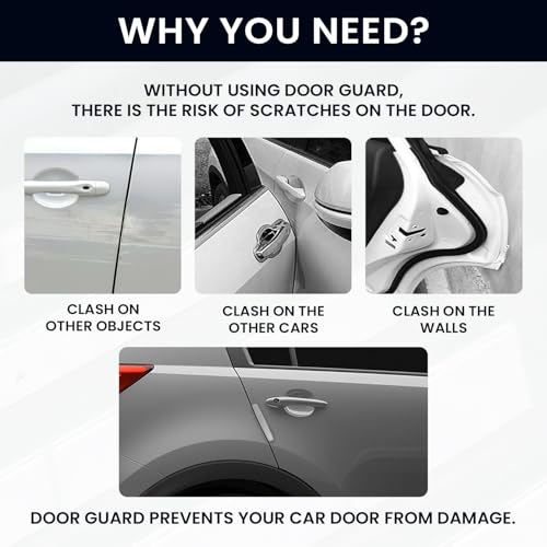 Image of KINGSWAY Universal Fit Car Door Edge Protection Guard for All Cars Window, Car Safety Anti Dent Scratch Proof Gurads, Car Door Guard Bumper Protector, D1 Silver Color, Pack of 4 Pieces