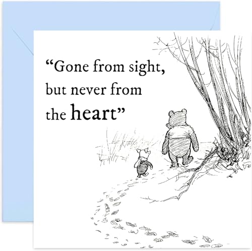 Sympathy Card for Friends and Family Pooh and Piglet Loss and Remembrance Gone from Sight Never from Your Heart Sorry for Your Loss Thinking of You Condolences Bereavement