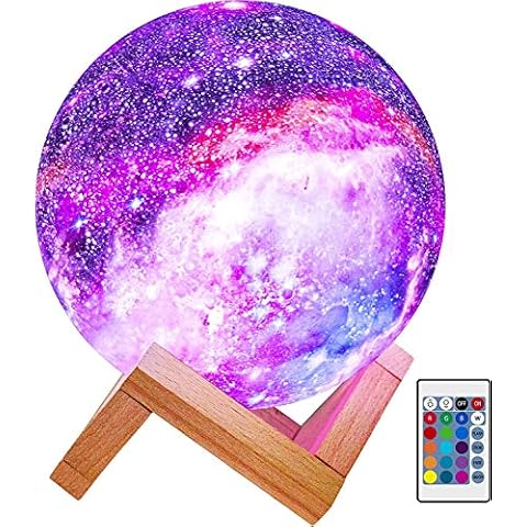 SFASTER Moon Lamp Moon Light Kids Night Light Galaxy Lamp 5.9 inch 16 Colors LED 3D Star Moon Light with Wood Stand, Remote & Touch Control USB Rechargeable Gift for Baby Girls Boys Birthday Cover