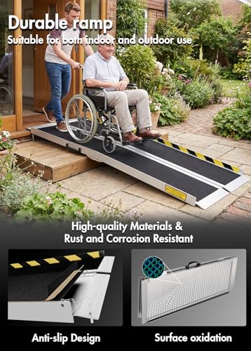 Image of 6FT Portable Wheelchair Ramp, Folding Non-Slip Aluminum Ramp for Home