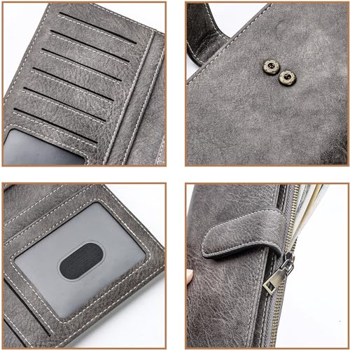 Image of XINNSTAR Womens Wallet RFID Blocking Large Capacity Credit Card Holder Long Purses for Women with Wristlet Pocket ID Window