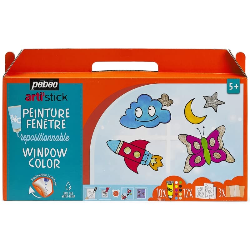Arti'stick Pébéo Fensterfarbe, wiederverwendbar, 10 x 75 ml