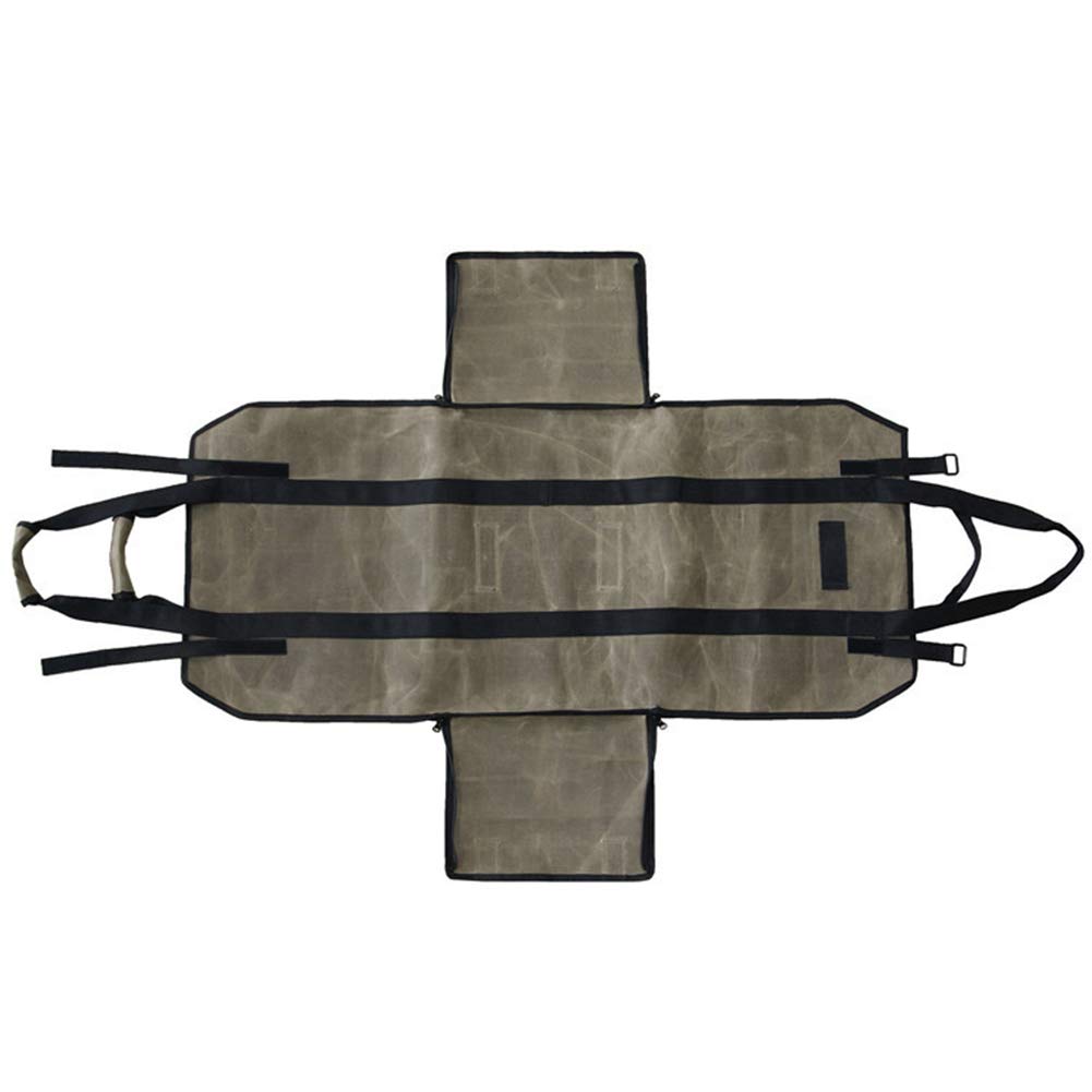 Borsa Portalegna In Tela Cerata Impermeabile 58x30x51 Cm | Per Camino E Barbecue Con Manici E Tracolla – Verde