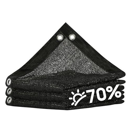 ColourTree 70% Shade Fabric 16FT x 20FT Black Sun Shade Cloth, Privacy Screen with Reinforced...