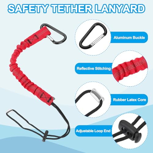 Image of MECCANIXITY Retractable Tool Lanyard 2ft with Single Aluminum Buckle and Adjustable Loop End, Maximum Weight Limit 10KG / 22lb, Safety Fall Protection Tools Leash, Red 12 Pack