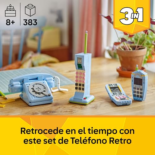 Miniatura 2 de LEGO Creator 3 en 1 Teléfono Retro de Juguete con Dial Giratorio - Se Transforma en Teléfono de los 80 o 2 Móviles de los 2000 - Regalo para Niñas y Niños de 8+ Años - Decoración de Estantería 31174