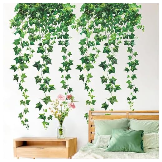 Stickers Muraux Lianes Vertes Suspendues Réaliste Autocollants Muraux Plantes Auto-adhésif Artistiques et Décoratifs Salon Bureau Salle de Bain