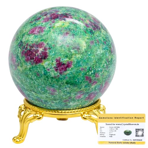 Image of Certified Crystal Ruby Zoisite Ball for Meditation - Premium Crystal Vastu Items for Home and Feng Shui Items for Good Luck - Ideal for Pooja Supplies and Spiritual Practices (2 Inch)