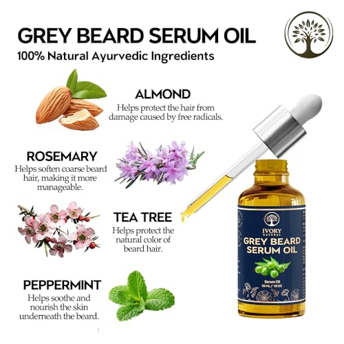 Image of Grey Beard Oil Serum (55 ml) - Helps in Reduces Greys & Restore Natural Black Beard Color | With All Natural Ingredients for All Beard Types