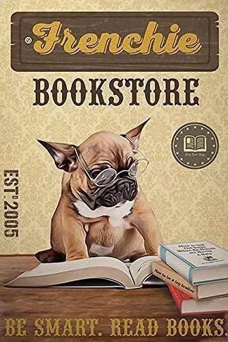 1000 Pieces Jigsaw Puzzle French Bulldog Dog Bookstore Be Smart. Read Books. Mural Props Toys School Supplies Wooden Puzzle Family Decorations Unique Birthday Present