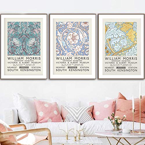 William Morris impression sur toile affiche exposition Londres décoration murale salon X3