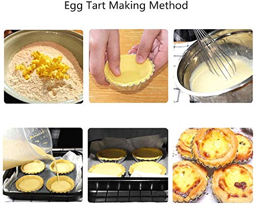 BOLLAER Disposable Aluminum Foil Tart/Pie Tins Pan 200 Pcs, Mini Pie molds Aluminum Foil Egg Tart/Cake Baking Cup Household Baking and Pastry Tools