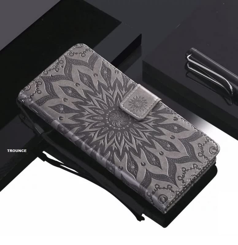 Image of TROUNCE Queen Faux Leather Flip Case Cover with Card Cash Holder Wallet Case | Magnetic Lock Mobile Cover |Back Case - Grey for Samsung Galaxy A54 5G