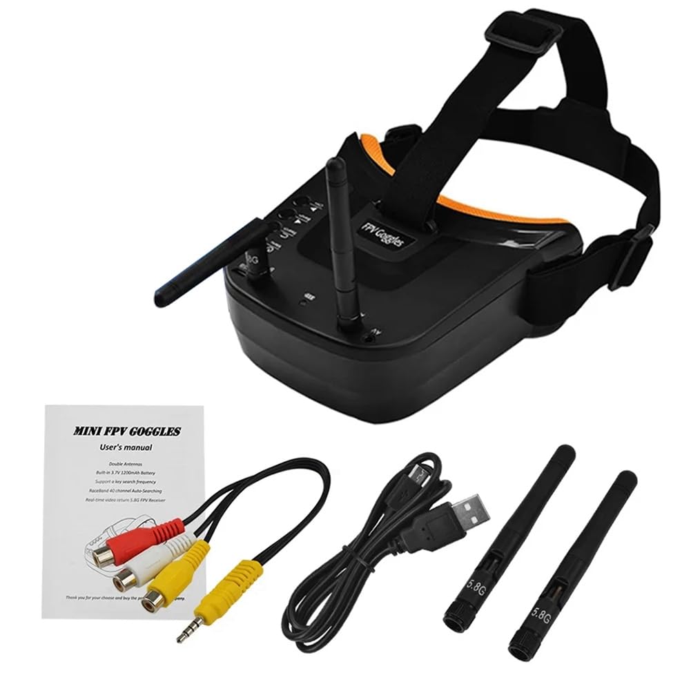 Mini Occhiali FPV 5.8G 40CH Doppia Antenne Occhiali FPV Ricerca Automatica Schermo LCD da 3.0 Pollici 480x320 per RC Racing Drone