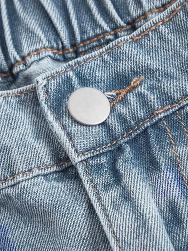 High Waist Wide Leg Jeans, Light Blue Denim, Elastic Waistband, Baggy Fit4