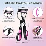 Eyelash Curlers Kit for Women w Lash Curler, Eyelash Comb Seperator, 3 in1 Mascara Brushes, Eyelash Extension Tweezers, Foldable Eyebrow Brush and Comb, 10 Silicone Refills Pads - Image 3