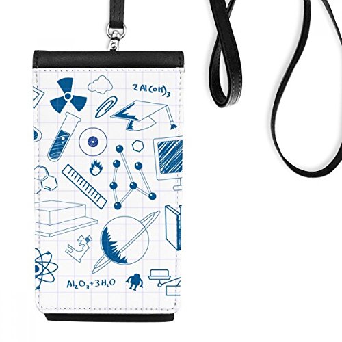 Sac téléphone en faux cuir noir imprimé symbole physique chimie