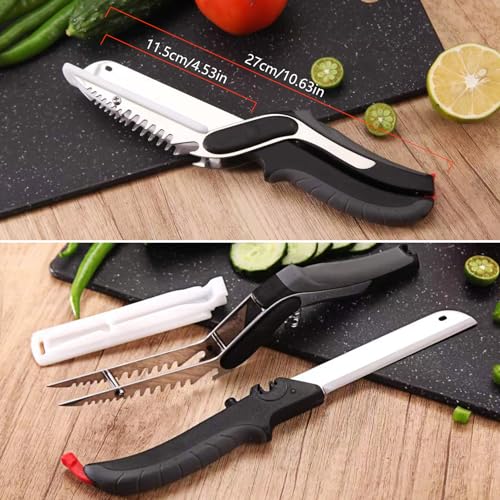 XGIZMOO Kitchen Scissors for Food Slicer Cutter,Quick Release/Install Kitchen Shears Cutting Board Knife Combo for Veggie,Carrots,cucumbers,potatoes,Barbecue Dishwasher Safe (Black) - image 6