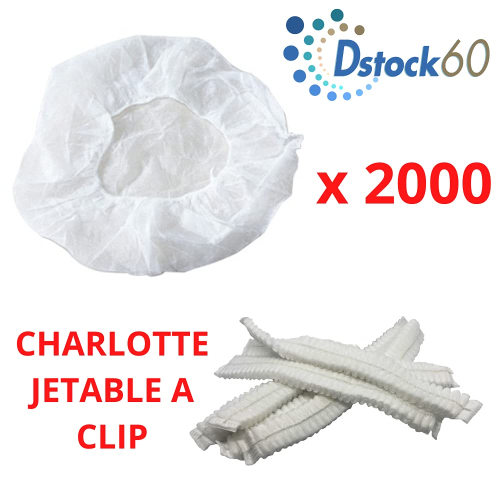 DSTOCK60 - LOT DE 1000 CHARLOTTES JETABLES A CLIP A USAGE UNIQUE - FILET POUR PROTECTION CHEVEUX