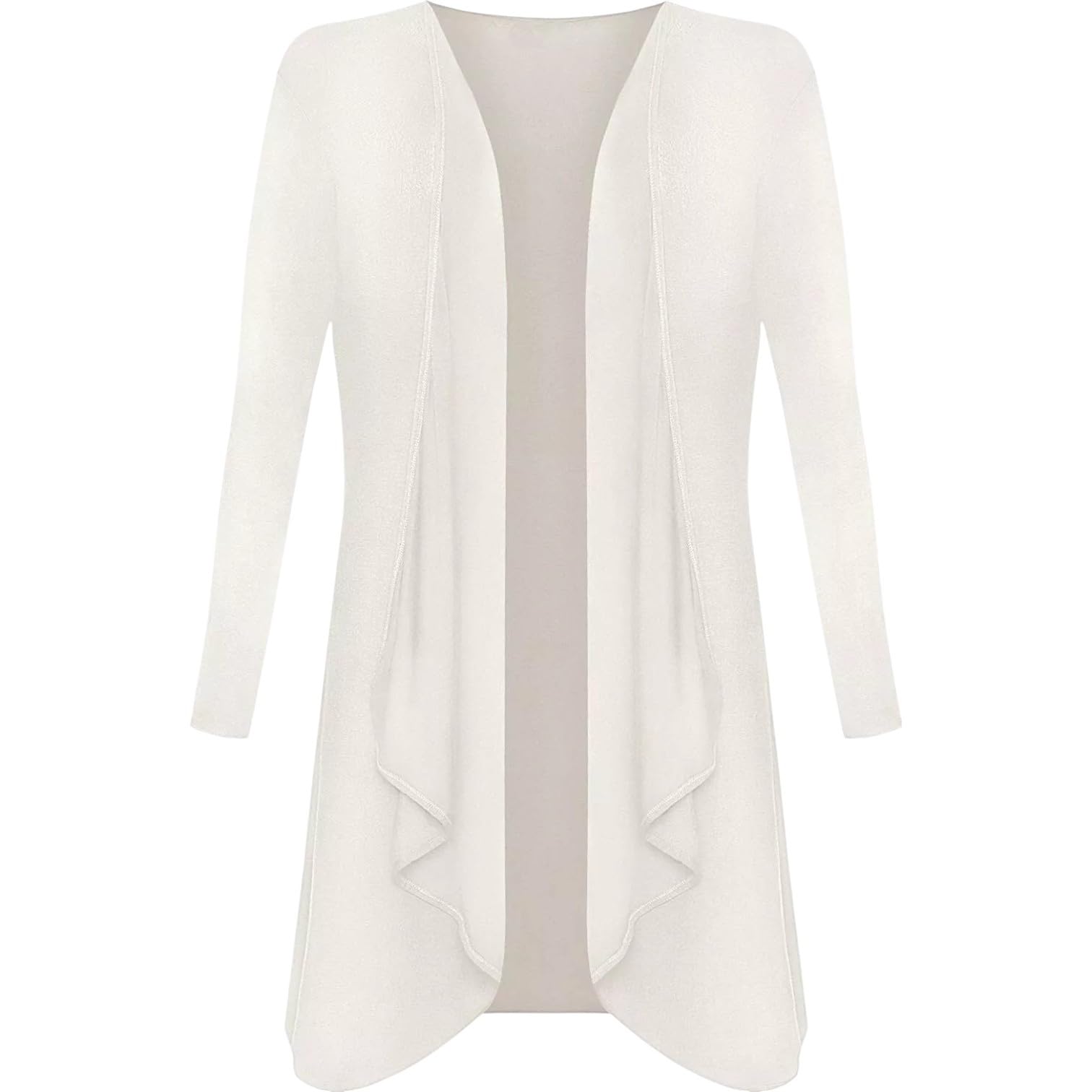 Sxme Might Say Women's Cream Plus Size Waterfall Cardigan, Long Sleeve Open Front, Jersey Top, Hanky Hem, Long Sleeve Boyfriend Cardigan (, 20-22)