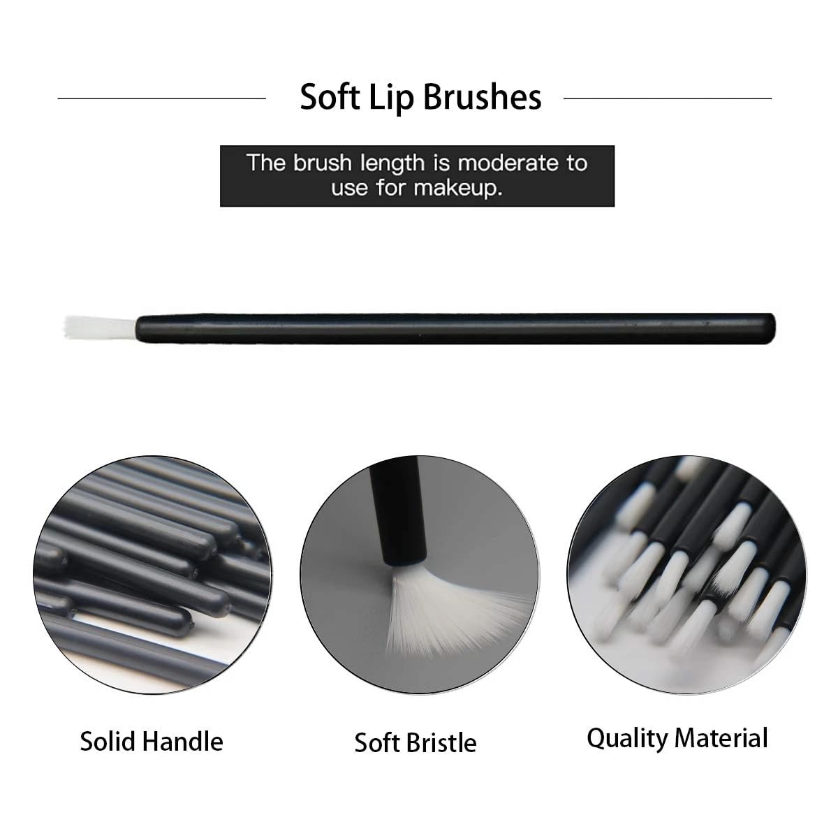 50 Pcs Black 3.54'' Lip Applicators Disposable, Lip Gloss Wands, Cookie Paint Brush Disposable Lip Applicators, Nail Polish Brushes Makeup Tool for Cookie Paint, Painting, Detail Brush