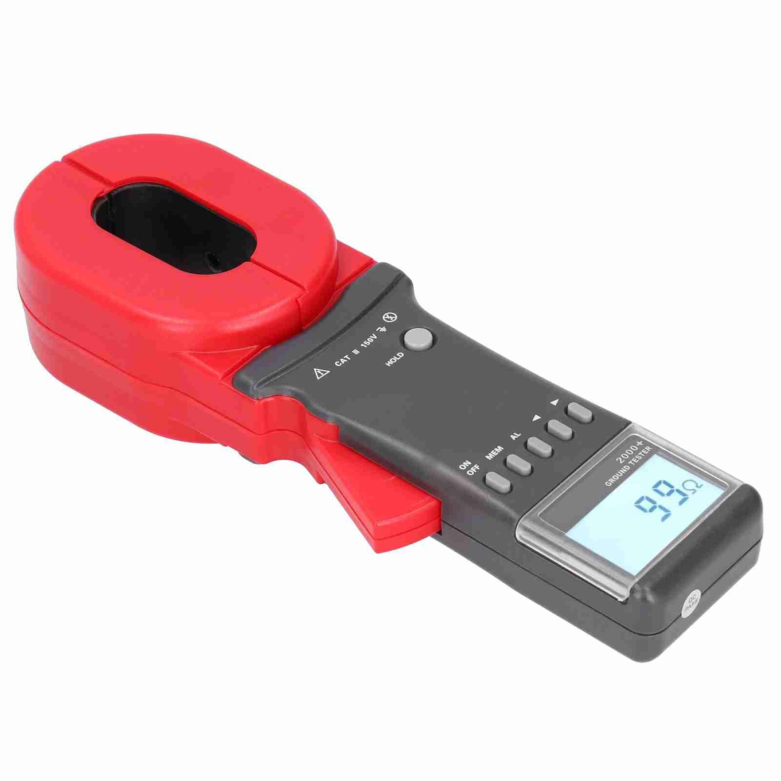 FTVOGUE Probador de Abrazadera, Medidor Digital de Resistencia a Tierra, 0,01 a 1200 Ohmios, Fácil de Usar para Electricistas y Técnicos